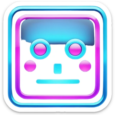 A glowing neon square in shades of blue and purple, transparent background, no face sticker