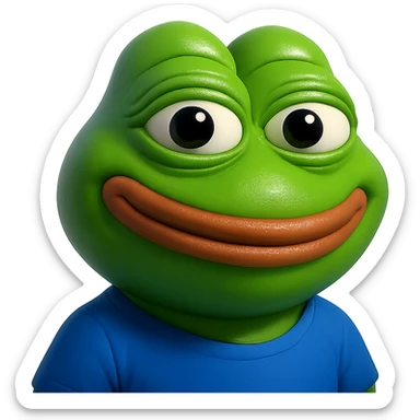 pepe in
- 3d style
- bright green
- smiling
- looking straight at the camera
- good highlights and shadows sticker