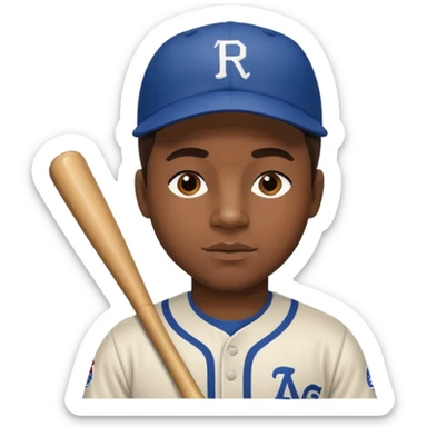 Jackie Robinson with dark brown hair sticker