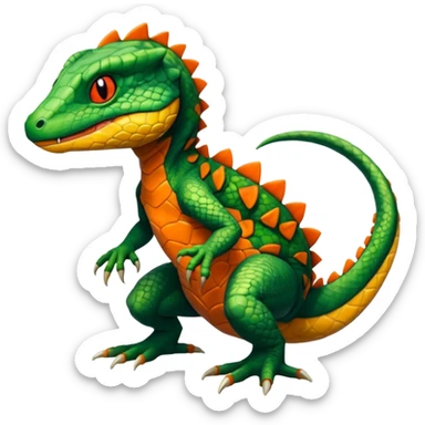 Salandit-Treecko-Kecleon-Fakémon-Pokémon-hybrid-creature (full body)  sticker