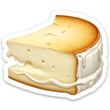 cinematic-realistic-brie-cheese-emoji,-featuring-a-creamy gooey center,-soft-ripened-cheese-with-a-delicate white rind-rendered-with-lifelike-detail-and-inviting,-natural-lightingwith a slide showing the gooey center sticker