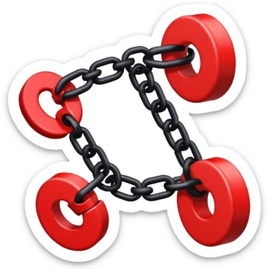 iOS sticker, broken chain, black links, red break, minimal sticker