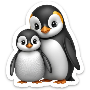 Pingouin hugging a baby pingouin  sticker