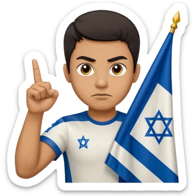 İsrail Bayrak tutan ve çok kızgın bakan adam sevmemiş gibi el hareketi yapıyor sticker