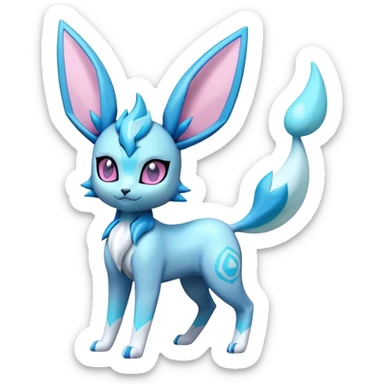 Shiny  futuristic Glaceon-Espeon-Sylveon-Umbreon-hybrid, full body sticker