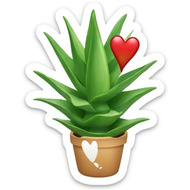 Aloe Vera with heart and kiss sticker