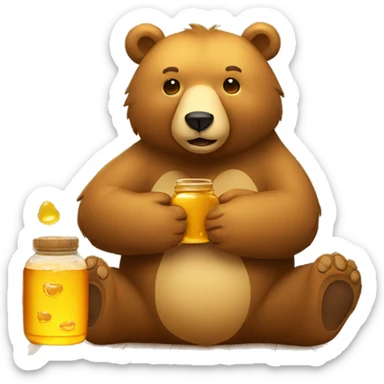 bear sitting with jar of honey  sticker