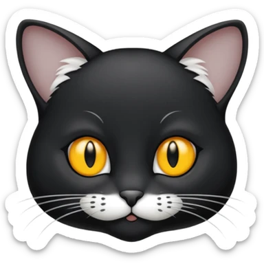 Chat noir et blanc tapant une souris grise sticker