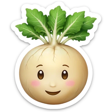 white turnip with cute smiling face and leafy stalk sticker