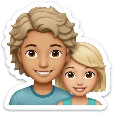 Chico morenito de cabello chico con chica blanquita de cabello corto y ondulado sticker