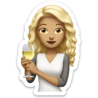 blonde with a glass of white wine sticker