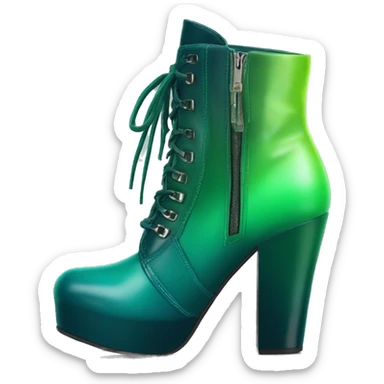 Realistic isolated top front view of a pair of dark teal,lime green,mint green and emerald green ombre high heel ankle bootie boots. sticker