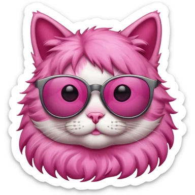 Cat with sunglasses and pink fur  sticker