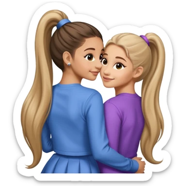  Ariana grande back view with long hair in a ponytail leaning on another girl with long hair in a ponytail  sticker