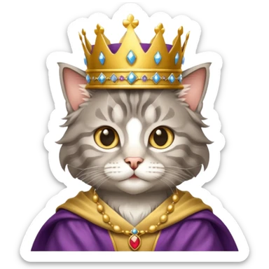 Fluffy grey tabby maincoon cat dressed like the queen of England sticker