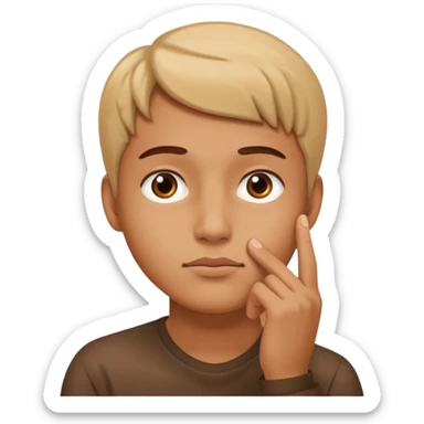 The expression must be that of someone thinking, with their hand touching their chin. sticker