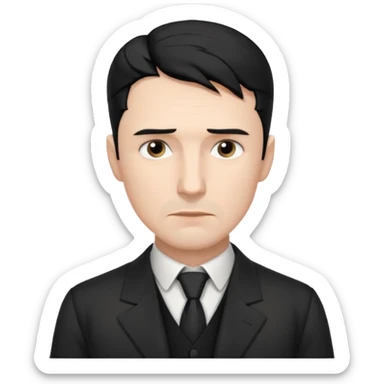 Nikolai Tesla,pensive, half body, blakc hair sticker