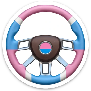 steering wheel with transgender pride flag colors sticker