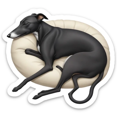Black greyhound sleeping on back sticker