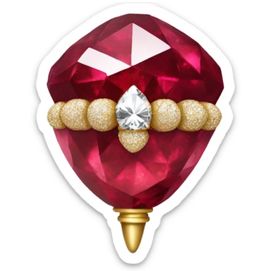 sparkling Ruby Acorn like diamond with stem made of gold sticker