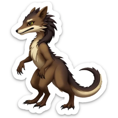 Brown and beige badass elegant wild beautiful natural cute badass epic exotic anthro modern furry sergal-vernid-creature, full body, dark-brown-black-gradient pretty hair, aesthetic, art by LiLaiRa, art by art by Falvie sticker