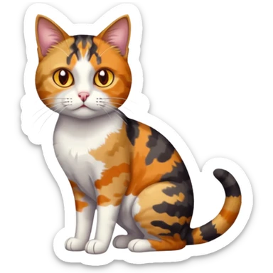 full body anxious looking colourful light patched calico tabby cat with hazel eyes sticker