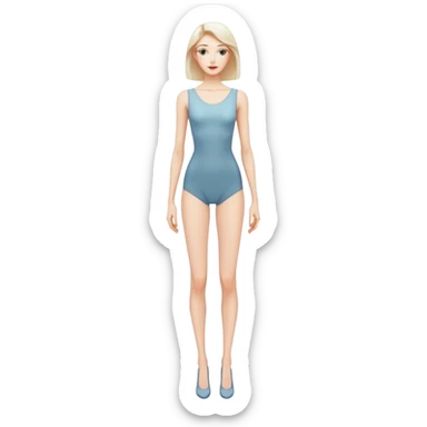 Tall slender woman with elongated arms and legs, sharp angular facial features with high cheekbones and defined jawline sticker