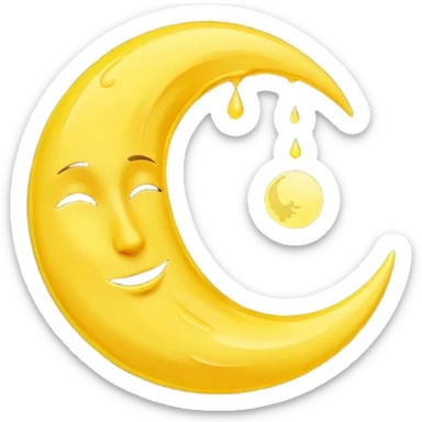 Melting waning crescent moon without any face and should in yellow colour sticker