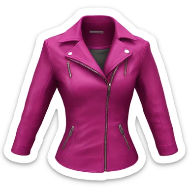 Realistic isolated open magenta feminine fashion 3/4 sleeve leather jacket.  sticker