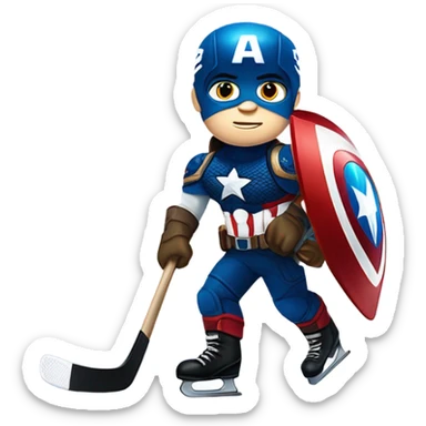 Captain America playing hockey  sticker