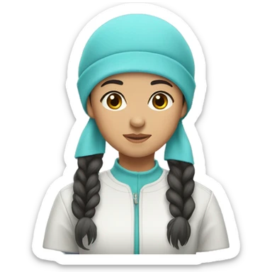 kazakh girl with skullcap sticker