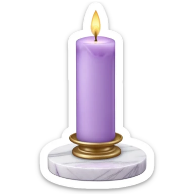 pastel-violet candle on a white tall marble-stone-pedestal-stand sticker