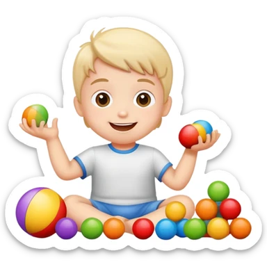 Happy kid playing with toys sticker
