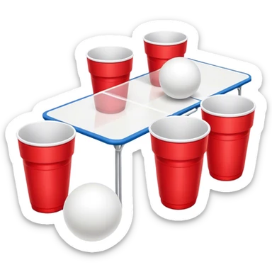beer pong with a couple cups and white ping pong balls sticker