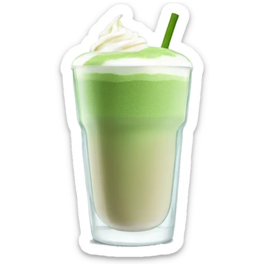Matcha latte in a glass sticker