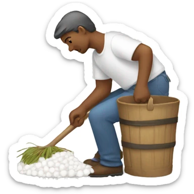 person harvesting cotton sticker