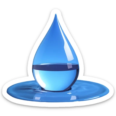 realistic water drop, highly detailed, with reflections, 3D style sticker