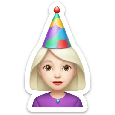 party hatted old girl sticker