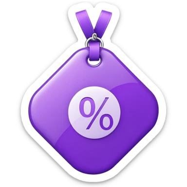 Discount tag with percent symbol in violet colors. sticker