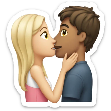 A brunette guy kisses a blonde girl sticker