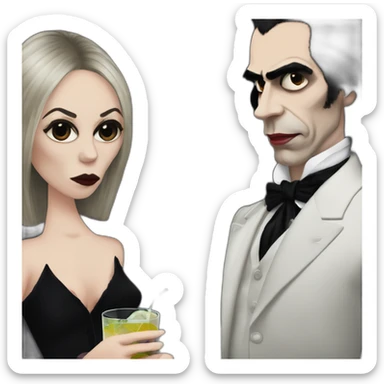 vampire wife and nick cave drinking martinis sticker