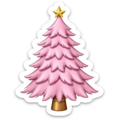 pastel pink christmas tree with pink ribbon sticker