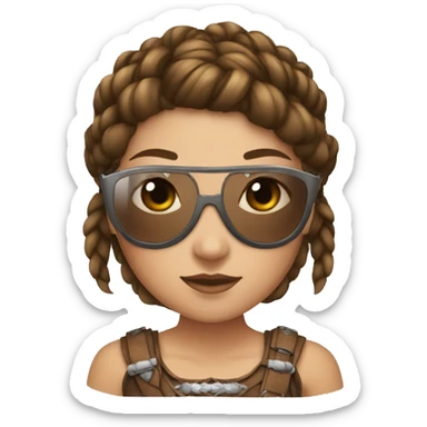 Girl gladiator with French braids, brown hair and sunglasses sticker