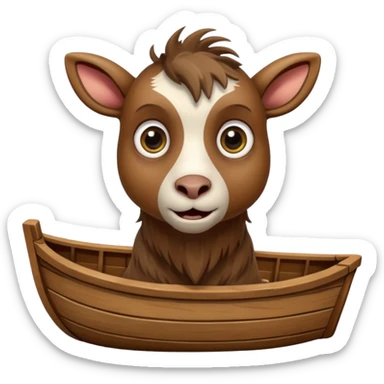 a frightened goat in a boat sticker