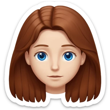 long hair chestnut color blue eyes sticker