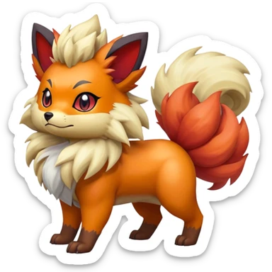 Zorua-Vulpix-Arcanine-Fakémon-hybrid-creature (full body)  sticker