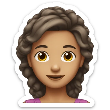 Create a brunnete girl with hair a little over her shoulder, brown hazel eyes sticker