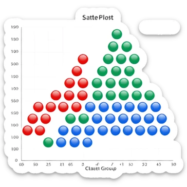 emoji of simple scatter plot chart showing three groups of colored points red blue green, each cluster separated, plain background sticker