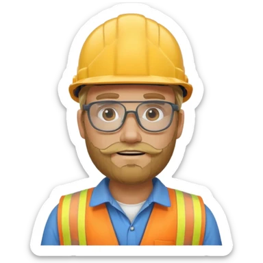 blond man with beard construction worker sticker