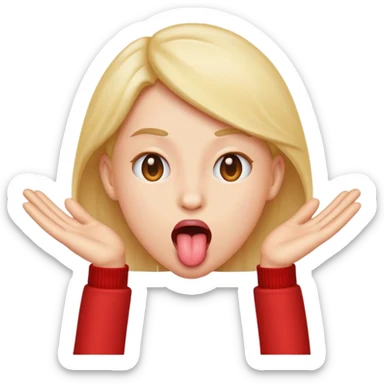 Toung out emoji with two hands on the side sticker